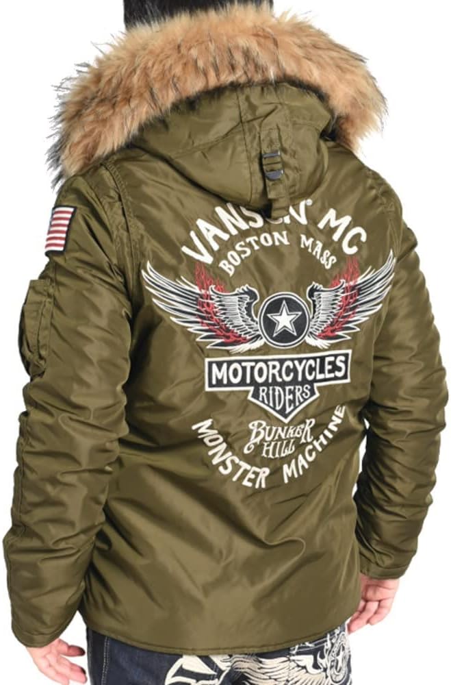 Amazon | [バンソン] N-3B フライトジャケット フライングスター 刺繍